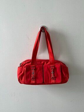 Red / Silver Toned Vintage Early 2000’s Oakley Y2K Purse / Bag